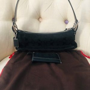 Black Signature Coach Pouch Bag